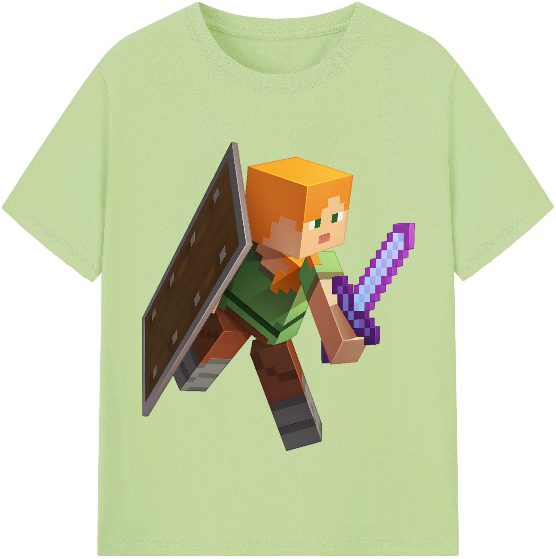 （画像用） マインクラフト ブロックの世界 Minecraft MC Block world 綿100％半袖Tシャツ（フロントプリント）